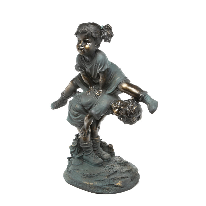 Red Barrel Studio® Kapitz Girl Jumping over Boy Outdoor Statue